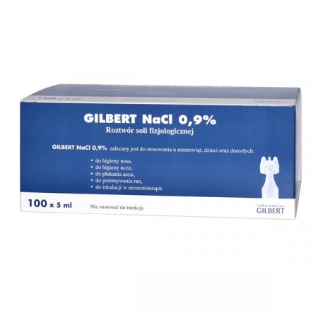 Gilbert NaCl 0.9%, roztwór soli fizjologicznej, 100 ampułek po