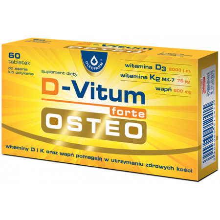 D-Vitum forte Osteo (witamina D3 + K2-MK7 + wapń), 60 tabletek