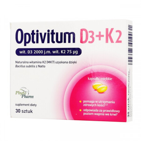 Optivitum D3+K2, kapsułki miękkie, 30 szt. (data ważności