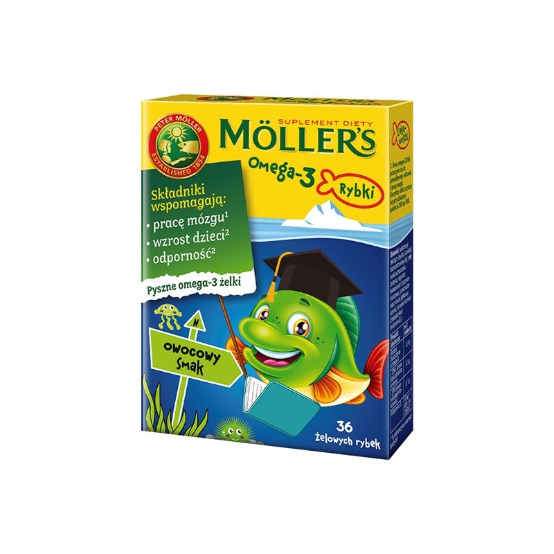 Mollers Omega-3 Rybki, smak owocowy, 36 żelek