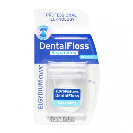 Elgydium Dental Floss, nici dentystyczne, pęczniejące, miętowe
