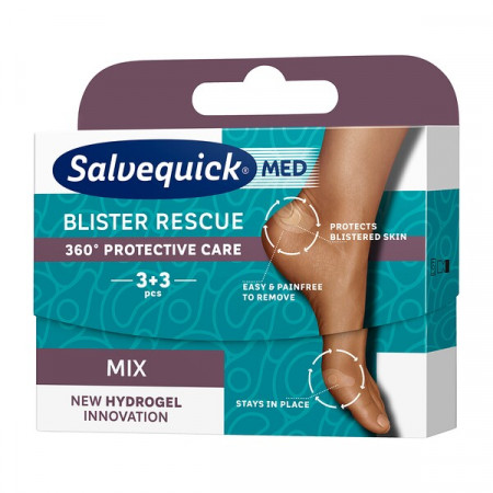 Salvequick Med Blister Resuce Mix 6, plastry na pęcherze, 6 szt.