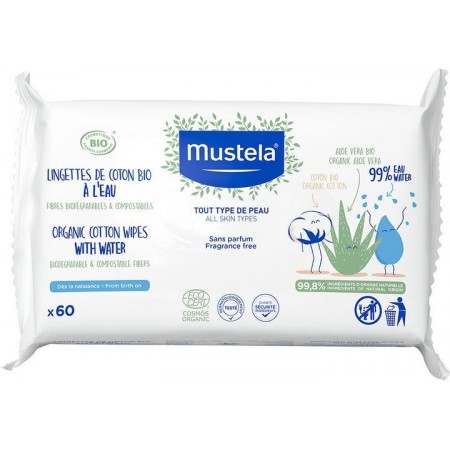 Mustela Chusteczki BIO z organicznej bawełny 60 sztuk