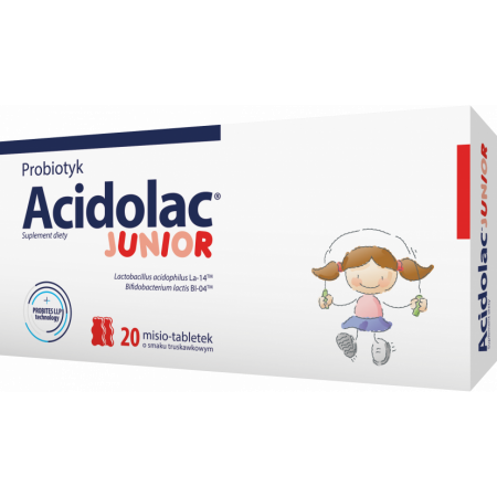 Acidolac Junior, misio-tabletki o smaku truskawkowym, 20szt