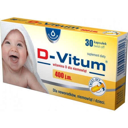 D-Vitum Witamina D dla niemowląt 400 j.m., 30 kapsułek twist-off