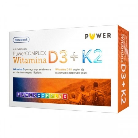 PuwerComplex Witamina D3+K2, 30 tabletek