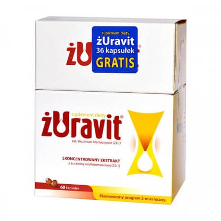 Zestaw Żuravit, kapsułki elastyczne, 60 szt. + 36 szt. GRATIS