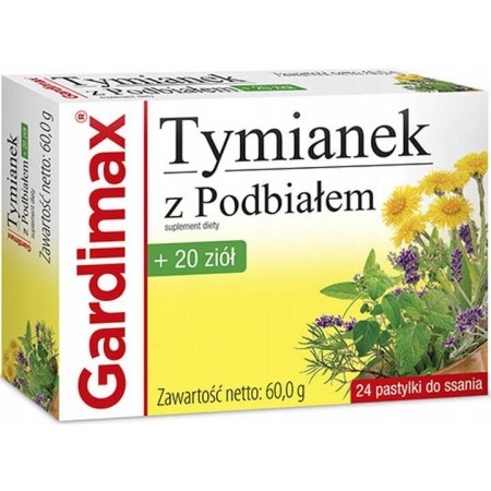 GARDIMAX Tymianek z Podbiałem 20 ziół x 24 pastylki