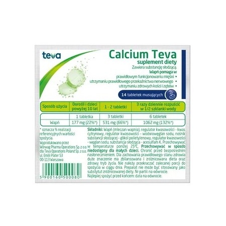 Calcium Teva (Calcium Pliva), tabletki musujące, 12 szt. + 2