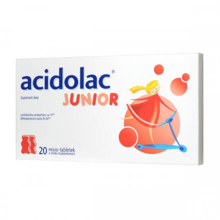 Acidolac Junior 20 misio-tabletek, probiotyk o smaku