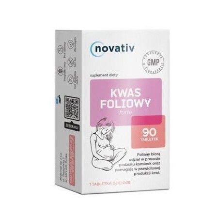 Novativ Kwas Foliowy Forte tabletki - 90 tabl. (data ważności