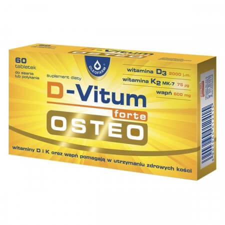 D-Vitum forte Osteo (witamina D3 + K2-MK7 + wapń), wapno 60