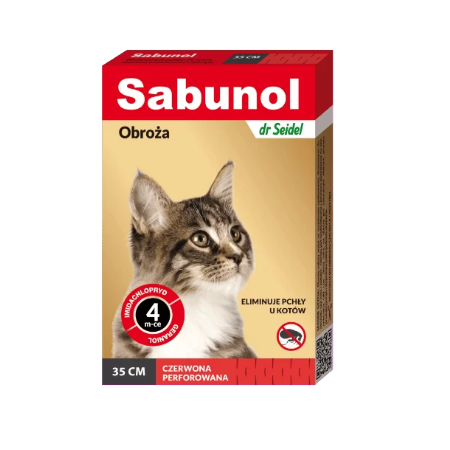 Sabunol obroża dla kota przeciw pchłom czerwona 35cm