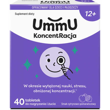 Ummu Koncentracja 12+, tabletki do rozgryzania, 40szt
