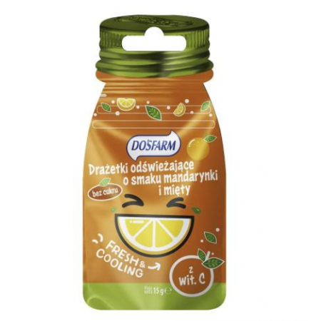 Dosfarm Drażetki odświeżające o smaku mandarynki i mięty z