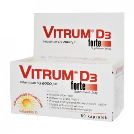 Vitrum D3 Forte, 2000 j.m., 60 kapsułek